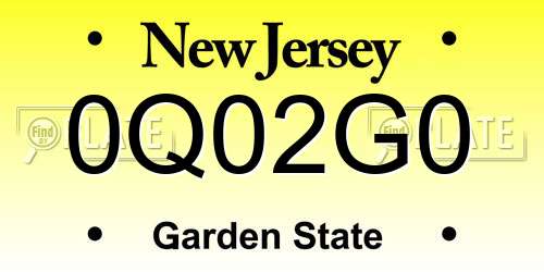 0Q02G0 New Jersey License Plate
