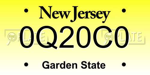 0Q20C0 New Jersey License Plate