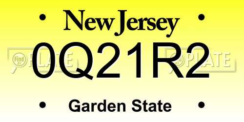 0Q21R2 New Jersey License Plate