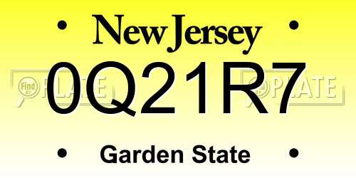 0Q21R7 New Jersey License Plate