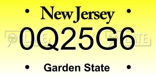 0Q25G6 New Jersey License Plate
