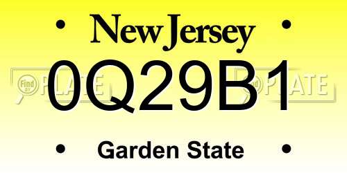 0Q29B1 New Jersey License Plate