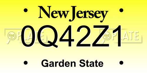 0Q42Z1 New Jersey License Plate