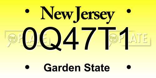 0Q47T1 New Jersey License Plate