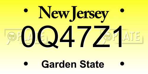 0Q47Z1 New Jersey License Plate