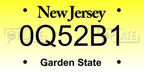 0Q52B1 New Jersey License Plate