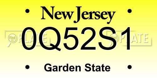 0Q52S1 New Jersey License Plate