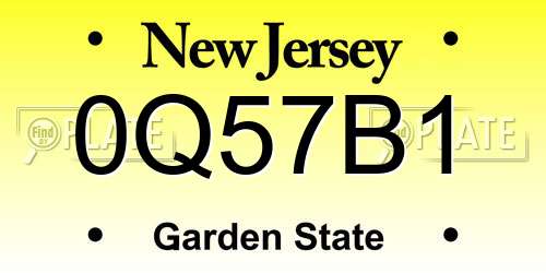 0Q57B1 New Jersey License Plate