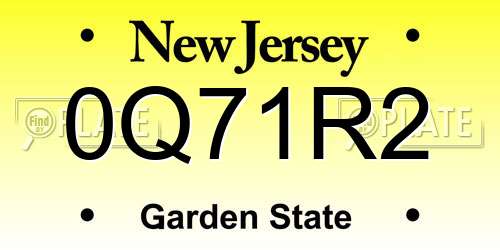 0Q71R2 New Jersey License Plate