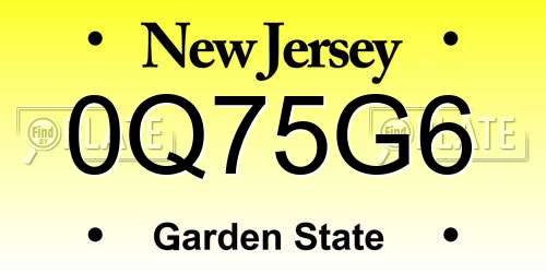 0Q75G6 New Jersey License Plate