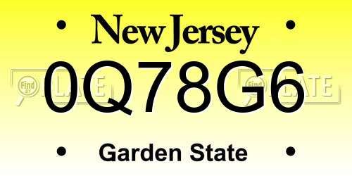 0Q78G6 New Jersey License Plate