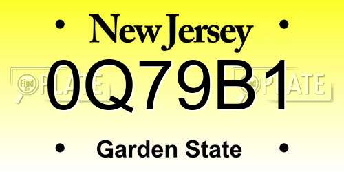 0Q79B1 New Jersey License Plate