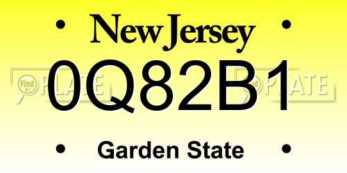 0Q82B1 New Jersey License Plate