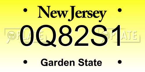 0Q82S1 New Jersey License Plate