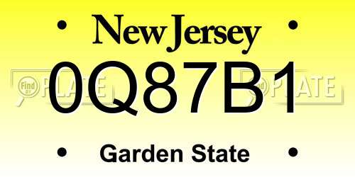0Q87B1 New Jersey License Plate