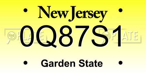 0Q87S1 New Jersey License Plate