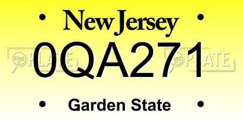 0QA271 New Jersey License Plate