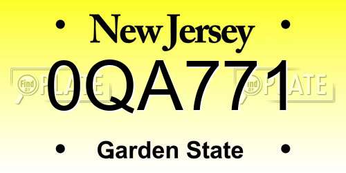 0QA771 New Jersey License Plate