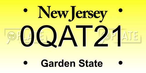 0QAT21 New Jersey License Plate