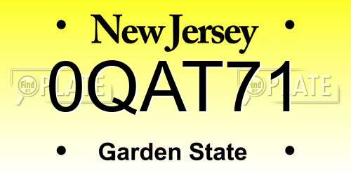 0QAT71 New Jersey License Plate
