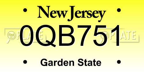 0QB751 New Jersey License Plate