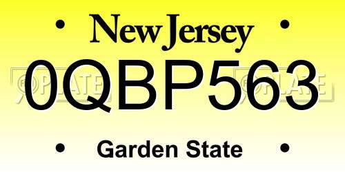 0QBP563 New Jersey License Plate