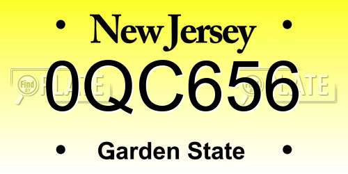 0QC656 New Jersey License Plate