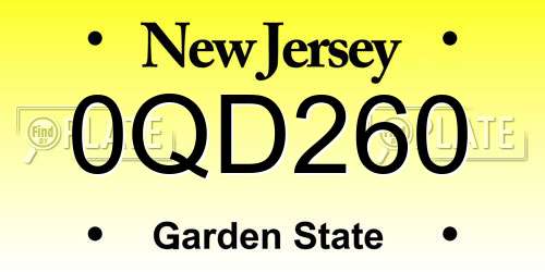 0QD260 New Jersey License Plate