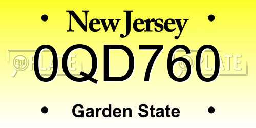 0QD760 New Jersey License Plate
