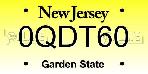 0QDT60 New Jersey License Plate