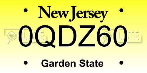 0QDZ60 New Jersey License Plate