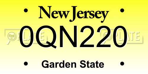 0QN220 New Jersey License Plate