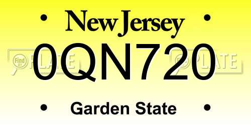 0QN720 New Jersey License Plate
