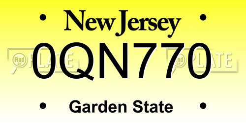 0QN770 New Jersey License Plate