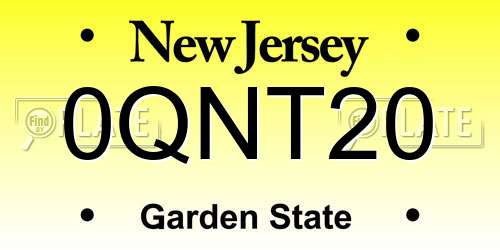 0QNT20 New Jersey License Plate