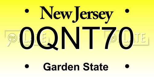 0QNT70 New Jersey License Plate