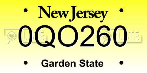 0QO260 New Jersey License Plate
