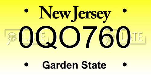 0QO760 New Jersey License Plate