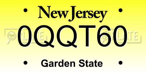 0QQT60 New Jersey License Plate