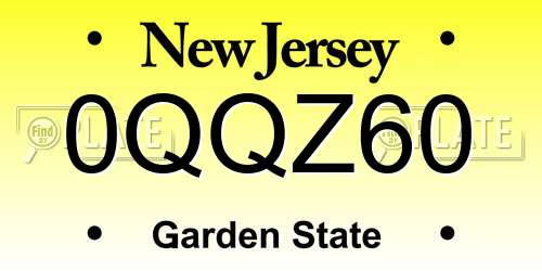 0QQZ60 New Jersey License Plate