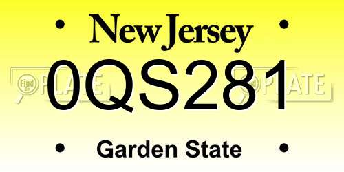 0QS281 New Jersey License Plate