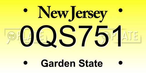 0QS751 New Jersey License Plate