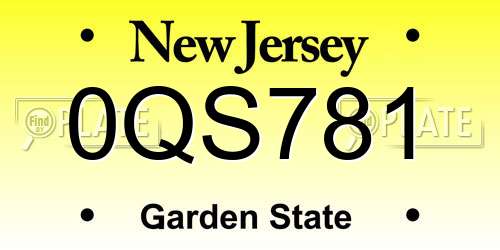 0QS781 New Jersey License Plate