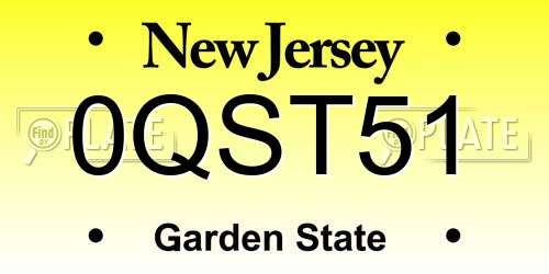 0QST51 New Jersey License Plate