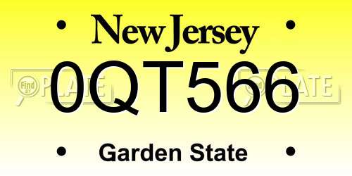 0QT566 New Jersey License Plate