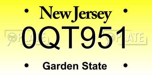 0QT951 New Jersey License Plate