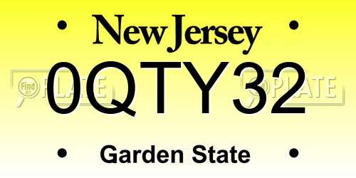 0QTY32 New Jersey License Plate