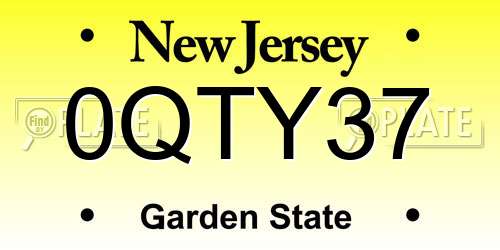 0QTY37 New Jersey License Plate