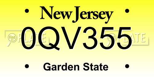 0QV355 New Jersey License Plate