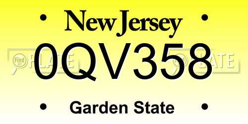 0QV358 New Jersey License Plate